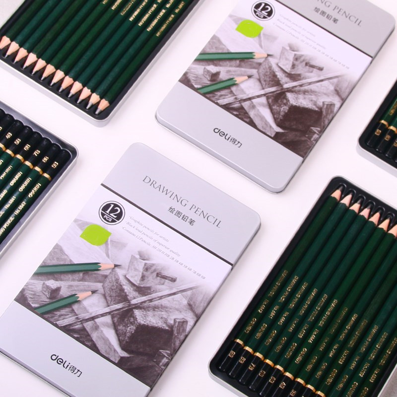 Deli Ske ดินสอ Art ภาพวาด Soft Medium Hard Charcoal ปากกา 5H 4H 3H 2H HB B 2B 3B 4B 5B 6B 7B 8B 9B 1