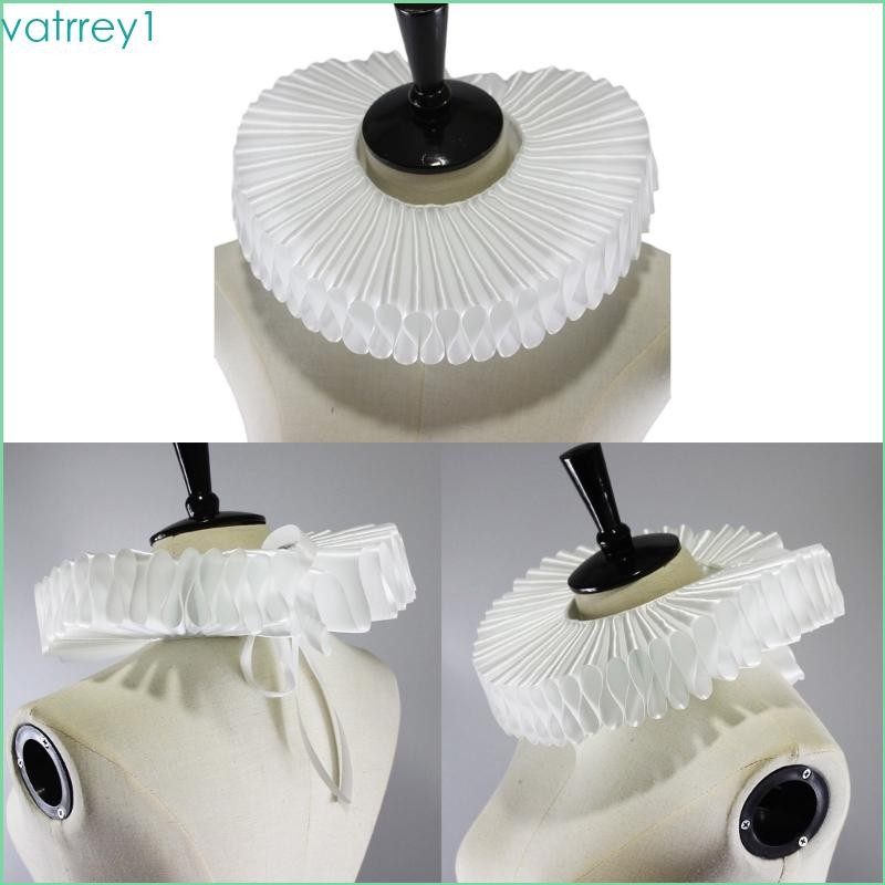 VAT1 หญิงสาว Victorian Elizabethan Ruffled คอ Silky ปลอมคอ Choker Vintage Webbing คอ Ruff คอสเพลย์ C
