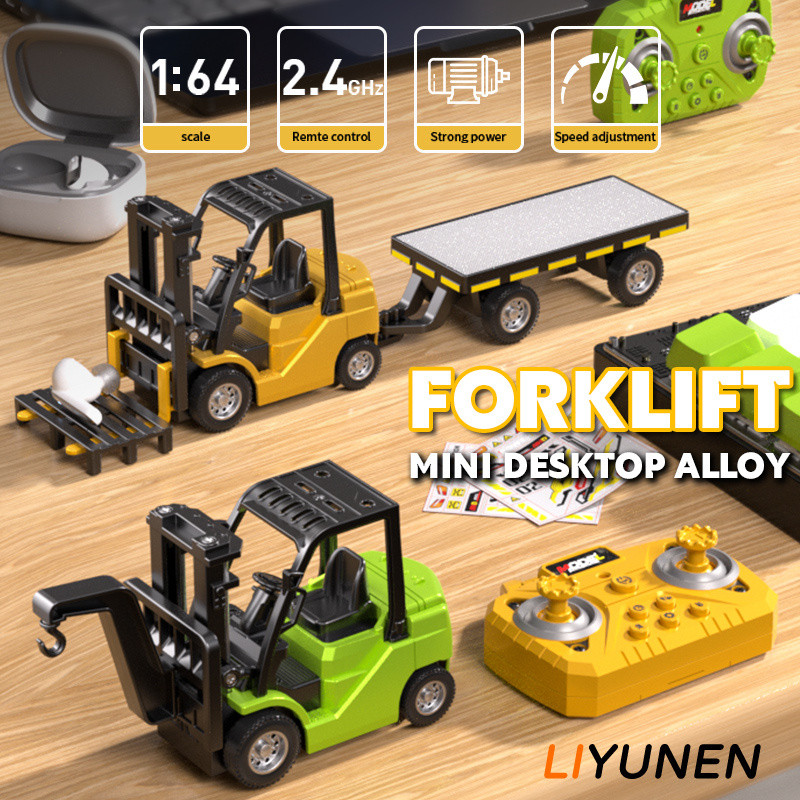 1:64 Mini Alloy RC รถยกด้านหลัง Cargo Hopper 2.4GHz รีโมทคอนโทรล 1/64 รถรถยกขนาดเล็กประเภทสําหรับของเล่นเด็ก