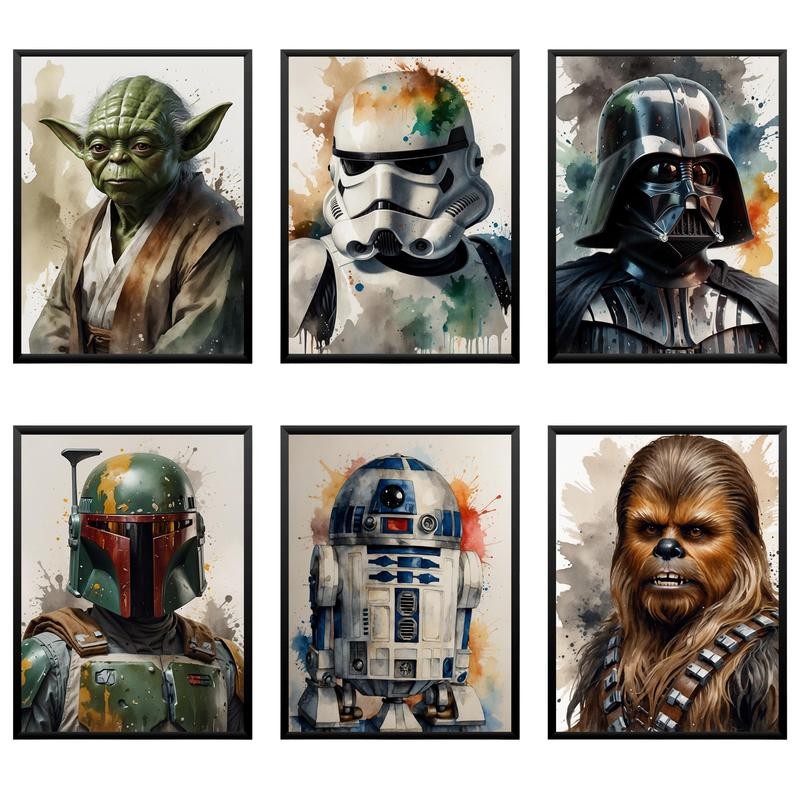 ชุดศิลปะติดผนัง โปสเตอร์ Starwars Starwars Art Set Yoda art Storm Troopper art Chewbacca art