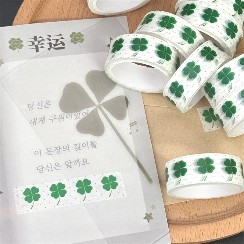 5 เมตร/ม้วนสี่ใบโคลเวอร์สตรอเบอร์รี่สติกเกอร์เทป ทําเอง สมุดภาพของขวัญตกแต่ง - รูปที่ 4