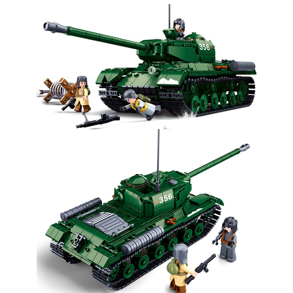 Sluban Building Blocks รัสเซีย IS2 Heavy Tank Self-Artillery รถหุ้มเกราะ T34 Destroyer ทหารประกอบของ