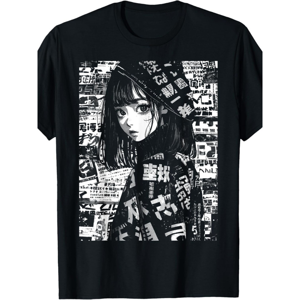 ผู้ชายผู้หญิง Anime Girl Harajuku Vintage เสื้อยืด 80s 90s Streetwear EWH