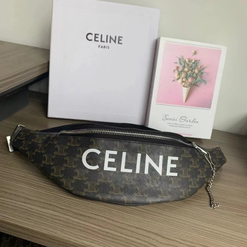 CELINE CELINE Retro Arc de Triomphe ผู้ชายผู้หญิงเก่าดอกไม้กระเป๋าหน้าอก/กระเป๋าคาดเอว WRY3