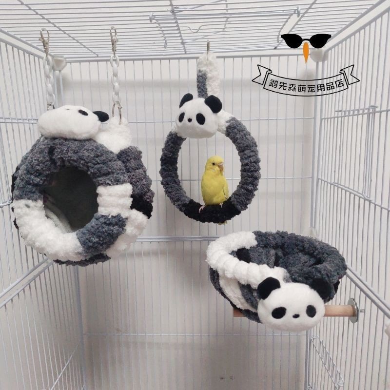 นกแก้วรักษาฤดูหนาวที่อบอุ่นรังนกเสือผิวดอกโบตั๋นตุ๊กตาผ้าฝ้ายหนารังรังนกรักษาอบอุ่นเย็นหลักฐานแขวนกรงนกการจัดสวน