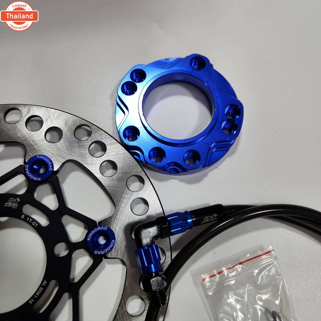 ปั๊ม81ZERN 2พอท WAVE125R  เงินหมุดน้ำเงิน + จานZERNจูปิเตอร์ ดำหมุดน้ำเงิน + สเปเซอร์ สีน้ำเงิน+ สาย