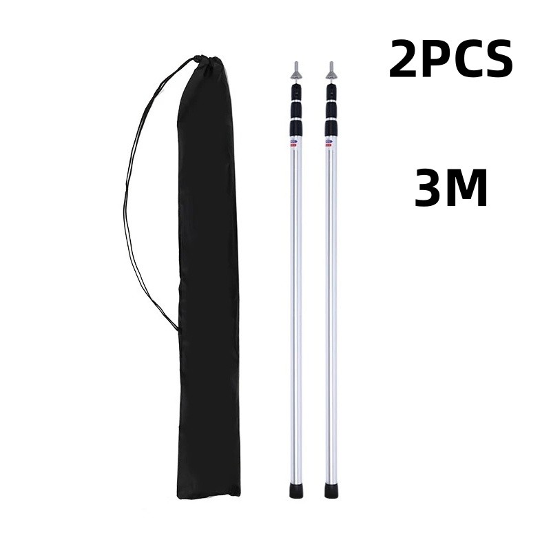 เสาฟลายชีทอลูมิเนียม 3 เมตร แบบยืดหดได้ 2 ต้น พกพาสะดวก เสาค้ำเต็นท์ เสาทาร์ป