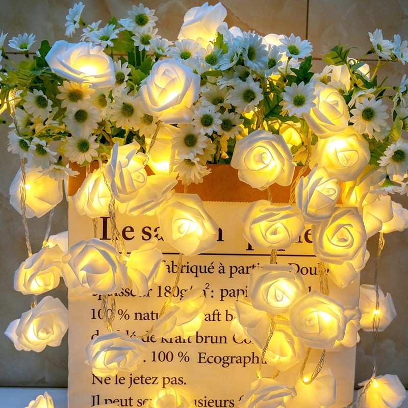 สุดม magical! ไฟ LED ดอกกุหลาบ 10/20/40 ดวง 🌈 เปลี่ยนสีได้ ใช้ แบตเตอรี่ สำหรับ ตกแต่งห้องนอนและของขวัญ