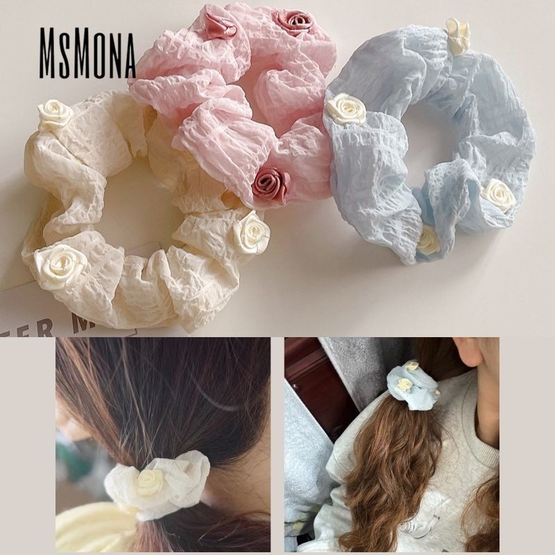 MsMona ผู้หญิง 2025 ใหม่แฟชั่น French Camellia ขนาดใหญ่ลําไส้ผม Band High-end อุปกรณ์เสริมผม