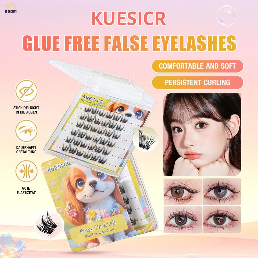【ซื้อ 1 แถม 1】ขนตาปลอมแบบไม่ต้องใช้กาว ขนตาปลอมแบบเหนียวพิเศษ ชุดต่อขนตาแบบมีกาวในตัว Bqi 【doom】
