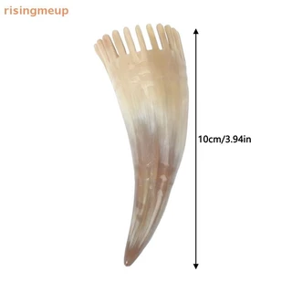 [risingmeup] 1 ชิ้นหวีขัดผมเขาวัวทําความสะอาดหนังศีรษะ Meridian Massagebrush ฟันกว้างหวีเขาวัวตัดผม Hairdressing เครื่องมือใหม่