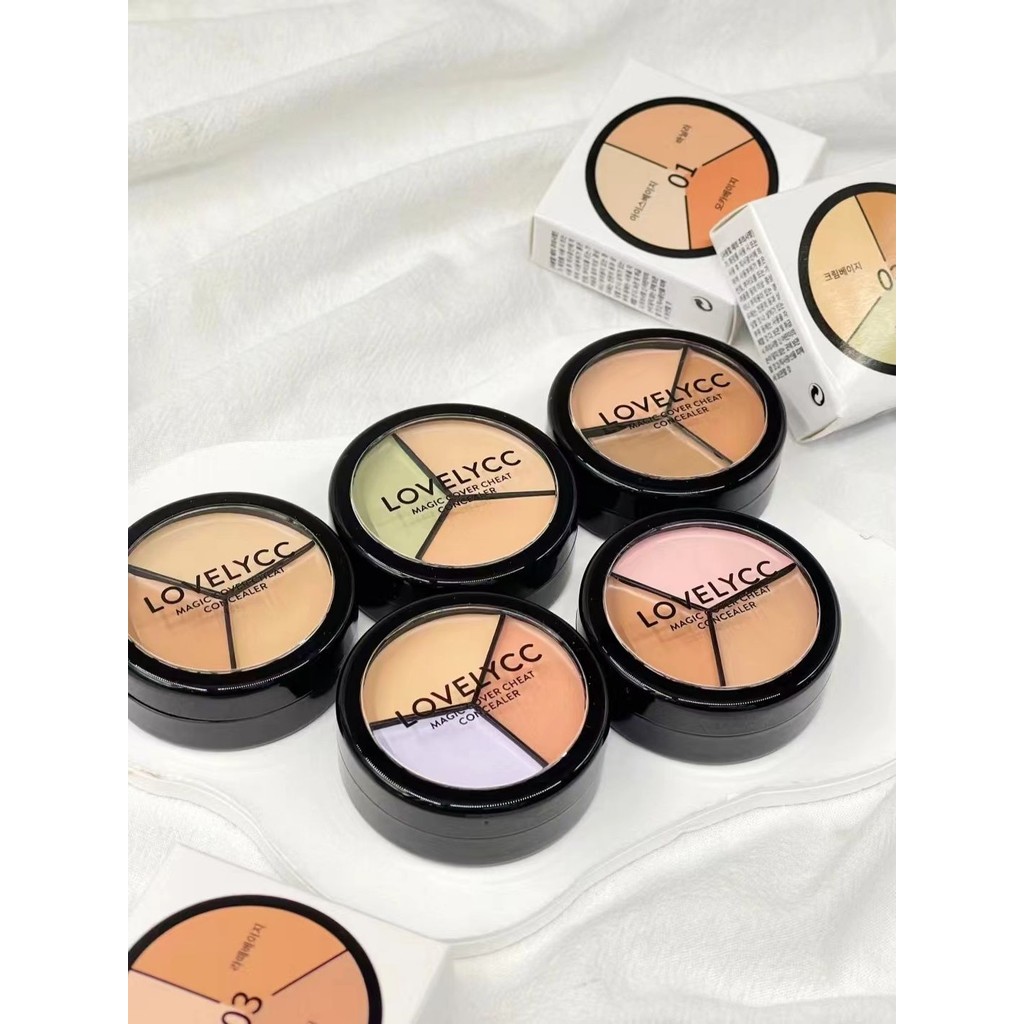 เกาหลีcutecc Tricolorคอนซีลเลอร์PaletteปกปิดรอยสิวTear Groove Dark Circlesคอนซีลเลอร์ปรับสีผิวให้กระ