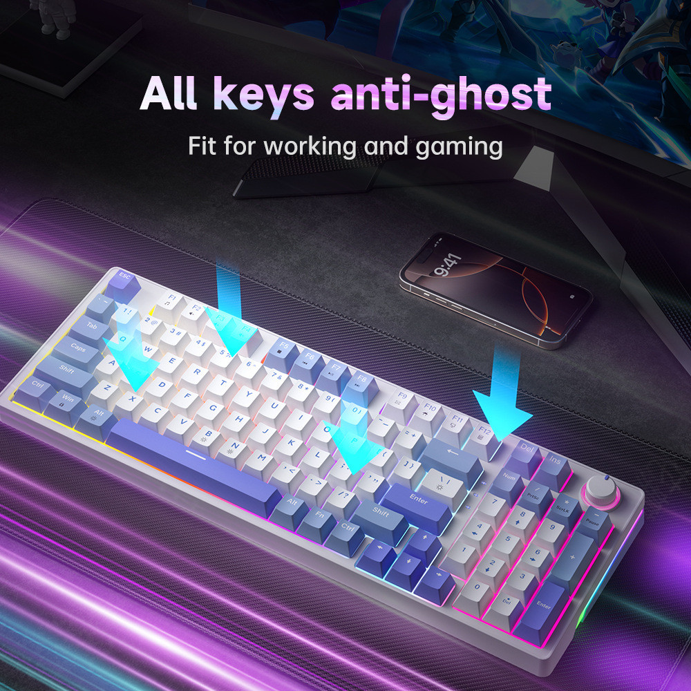 Mixed Light Full Gaming Zhiyou Hot Plug Mechanical Keyboard Gaming Zifriend Keyboard ปะเก็นแบบมีสายA