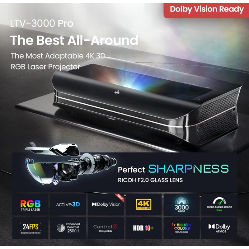 AWOL VISION LTV3000 Pro 4K 3D Ultra Short Throw Triple Laser Projector Global Version รับประกัน 2 ปี