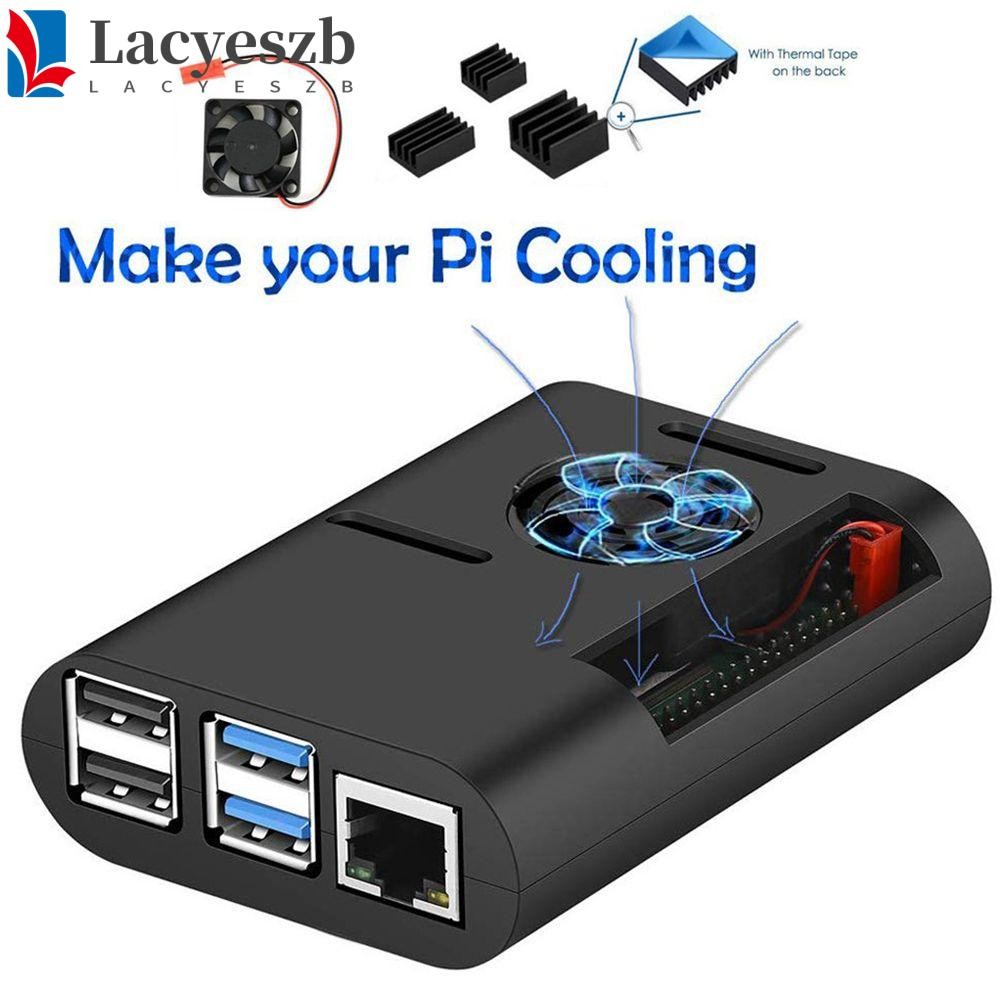 LACYESZB Case 3 in 1 ฮีทซิงค์ที่มีประโยชน์สําหรับ Raspberry Pi 4 รุ่น B, Pi 4B, Pi 4 Black พร้อมพัดล