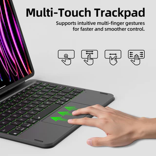GOOJODOQ Bluetooth Magic Keyboard Flat Hinge Design Strong Magnetic Suspension Bracket Adjustable Backlight System