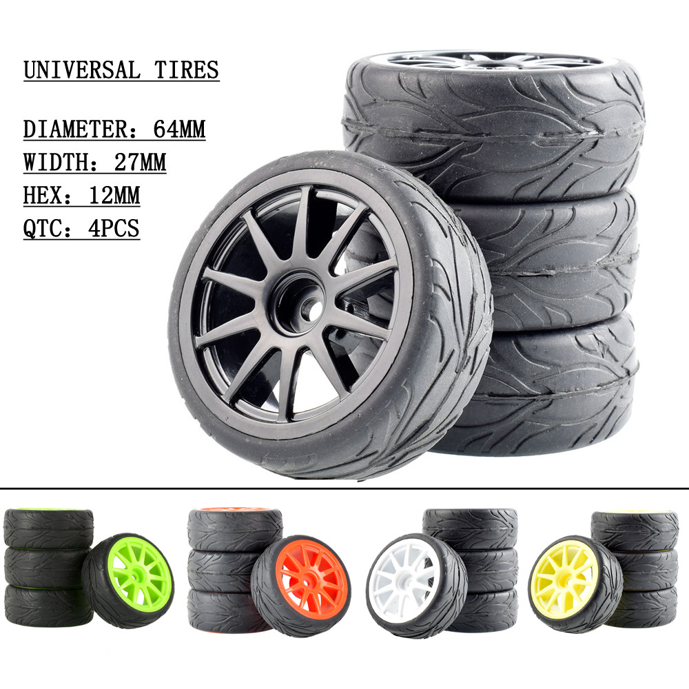 910-6084 64 มม.ยางและชุดล้อ 4PCS สําหรับ 1:10 HSP HPI SAKURA D3 Kyosho FW06 ทั่วไป