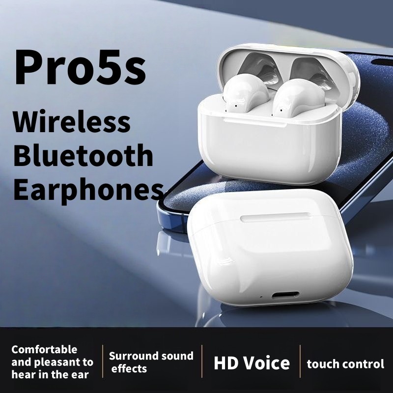 In ear บลูทูธไร้สาย Pro5s ที่อุดหูดีไซน์ด้ามสั้น สวมใส่สบาย รองรับหลายระบบ