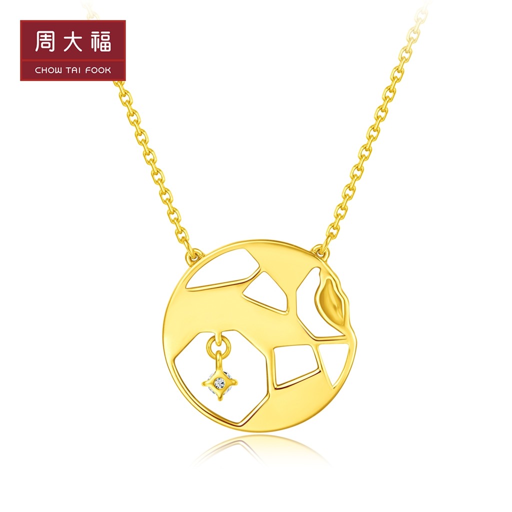 สร้อยคอจี้ 18K Gold Diamond ดีไซน์สีแดงและสีทอง U181290