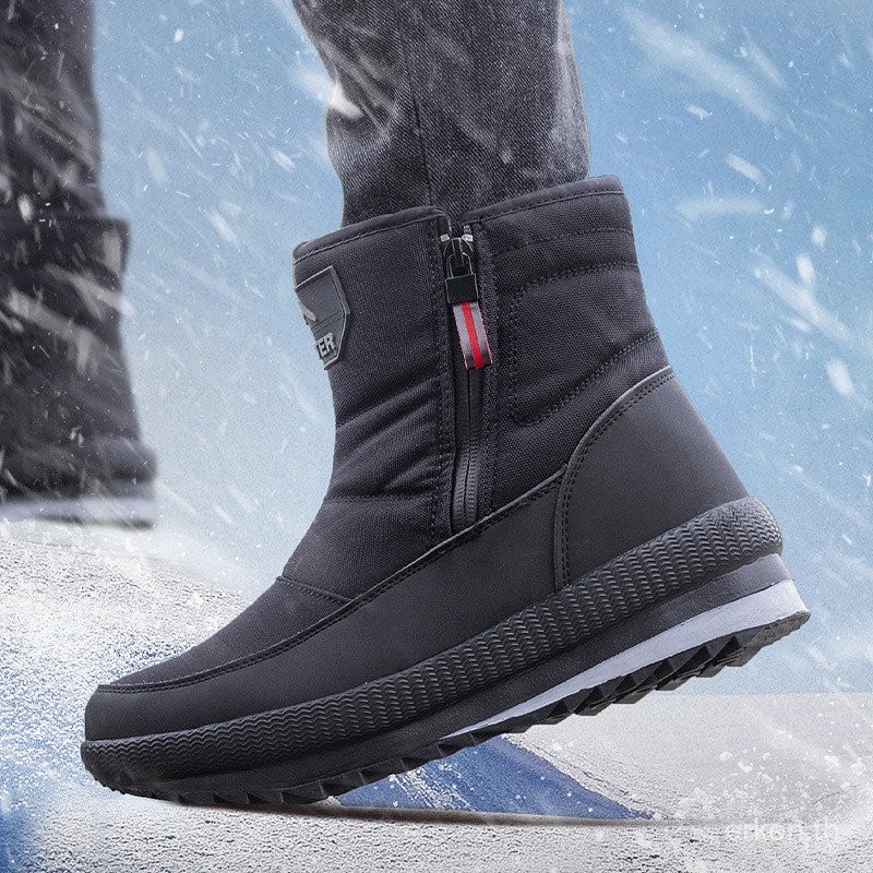 In Stock Thickened Elderly Short Cotton Boots Non-Slip Casual Men's Snow Boots Fleece-Lined Warm Win