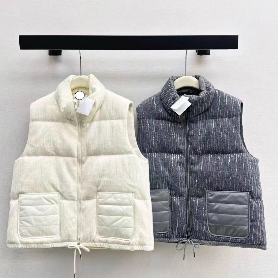 O9ZC Brunello BC 25Autumn Winter Women's High Luxury Italian Minimalist Style Stand Collar White Goo