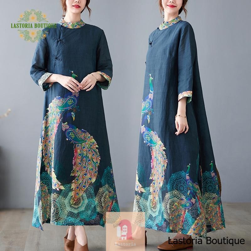 PEACOCK QIBAO DRESS - CHINESE TRADITIONAL DRESS LASTORIA BOUTIQUE