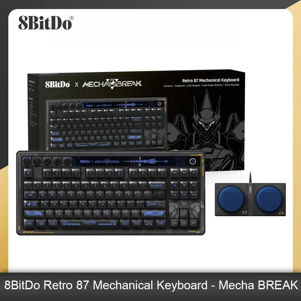 8BitDo Retro 87 คีย์บอร์ดแบบกลไก Mecha Break: Panther สําหรับ Windows และ Android พร้อมไร้สาย 2.4G/บ