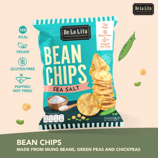 [1ซอง] BEAN CHIPS 25 กรัม ถั่ว 3 ชนิด แคลต่ำ ไม่ทอด เจ กลูเต็นฟรี De La Lita เดอลาลิต้า ขนมคลีน บีนชิปส์ ขนมคลีน