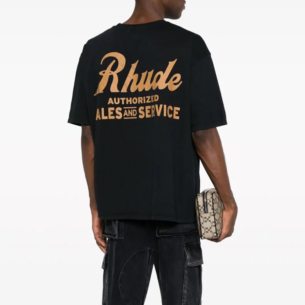 M9RR RHUDE Vintage vintage Letter Print High Street Loose Couple Round Neck Short Sleeve T Shirt