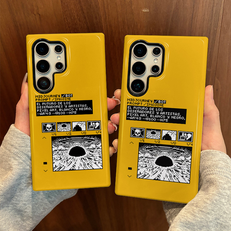 รูปแบบพิกเซลสร้างสรรค์เคสป้องกันสองในหนึ่งเดียวเหมาะสําหรับ Samsung su22u s23 plus s23FE s24 s25 plu