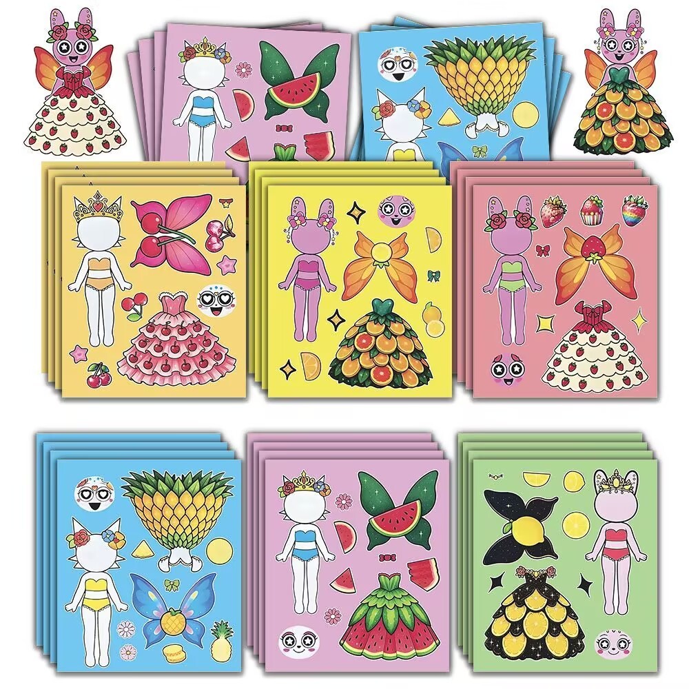 6PCS Rhythm กล่อง Mermaid Dress-Up สติกเกอร์ - เด็กการศึกษา Fun Craft Quiet สติกเกอร์ปริศนาความเครียดบรรเทาของเล่น Decal