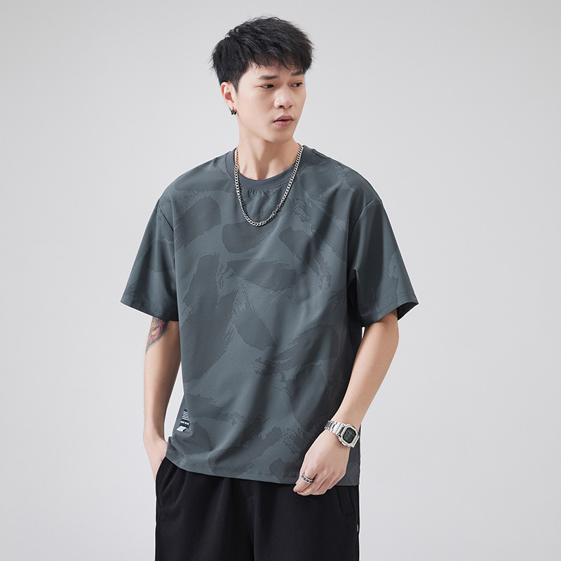 2025 NEW 2025 Real Shot 2023 Summer New Trendy Brand Quick-Dry Stretch Short Sleeve T-Shirt Men Loos