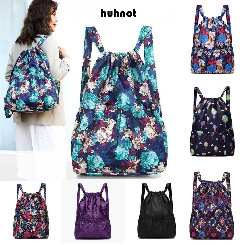 กระเป๋าเป้พิมพ์ลายดอกไม้จาก polyester น้ำหนักเบา ความจุเยอะ เหมาะสำหรับการท่องเที่ยวและการช้อปปิ้ง