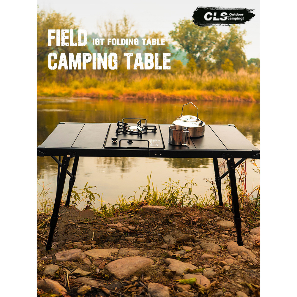 โต๊ะจานอลูมิเนียม แคมป์ปิ้ง โต๊ะบาร์บีคิว โต๊ะม้วนไข่ปิคนิค CLS โต๊ะพับยกห้องครัว IGT Full Store เตา
