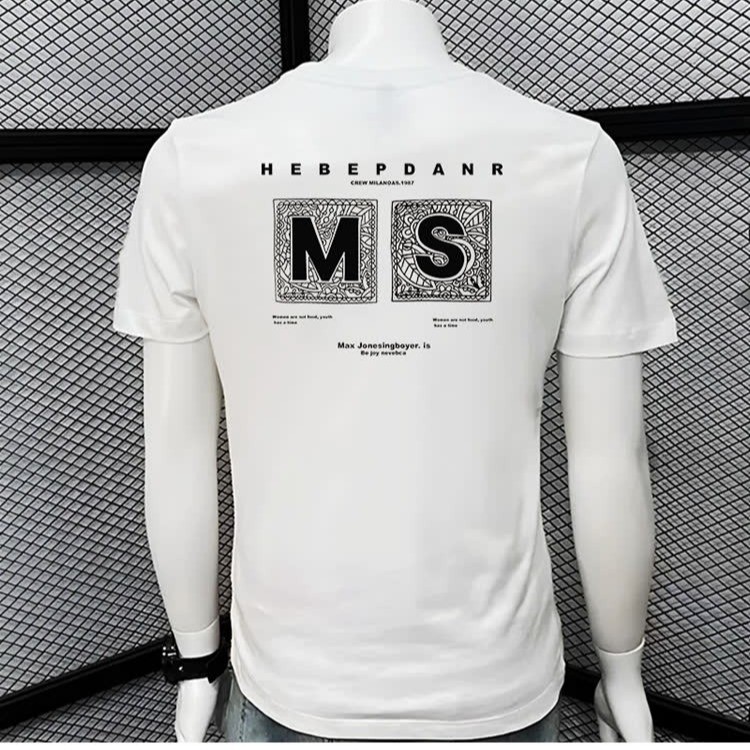 COD 2025 Summer T-Shirt Men Short Sleeve Low Neck Trendy New Men's Base Shirt Youth Summer Thin Base