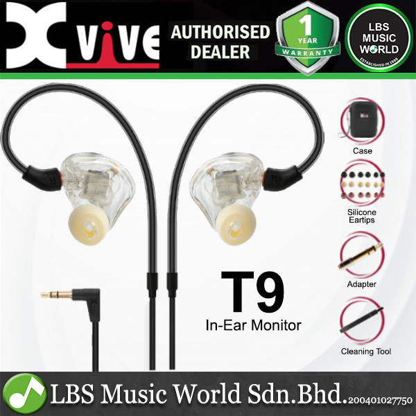 Xvive T9 Dual Driver In Ear Monitor หูฟังพร้อมเคสและปลายต่างๆ