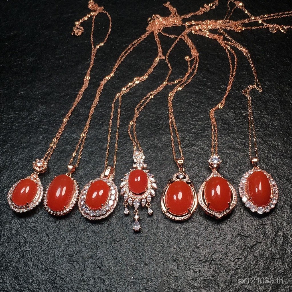 สร้อยคอมีคุณภาพสูง สีเชอร์รี่เรด ทำจากเงิน S925 และฝังด้วยโรーズโกลด์ ออกแบบโดย Rudy KZ0K