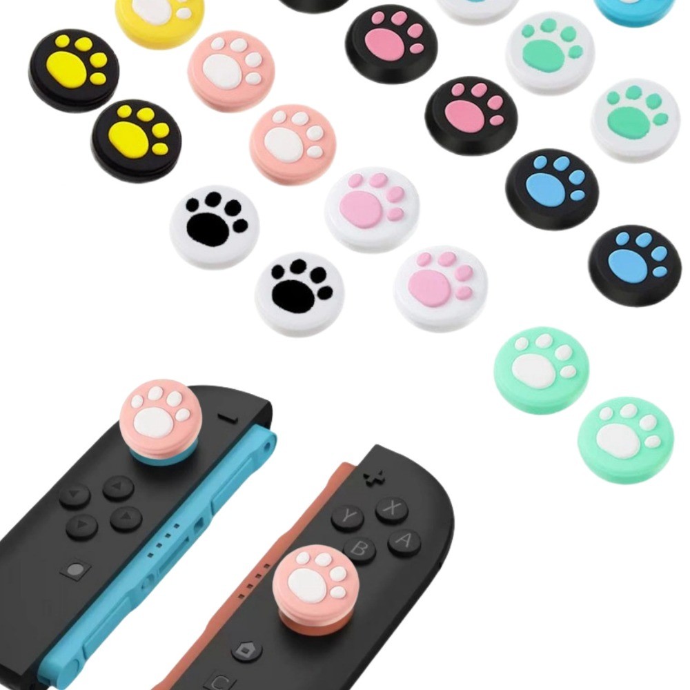 Switch Rocker Caps 1 คู่ (2 ชิ้น) การออกแบบธีมอุ้งเท้าแมวน่ารักสําหรับ Nintendo Switch 2 Joy-Con Analog Caps ทรงกลม