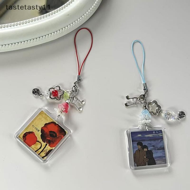 TA 1PC กระเป๋าจี้ Handmade ลูกปัด Live Love โคมไฟโทรศัพท์ Charm คู่สไตล์ Y2k อะนิเมะกรอบรูปโทรศัพท์ 