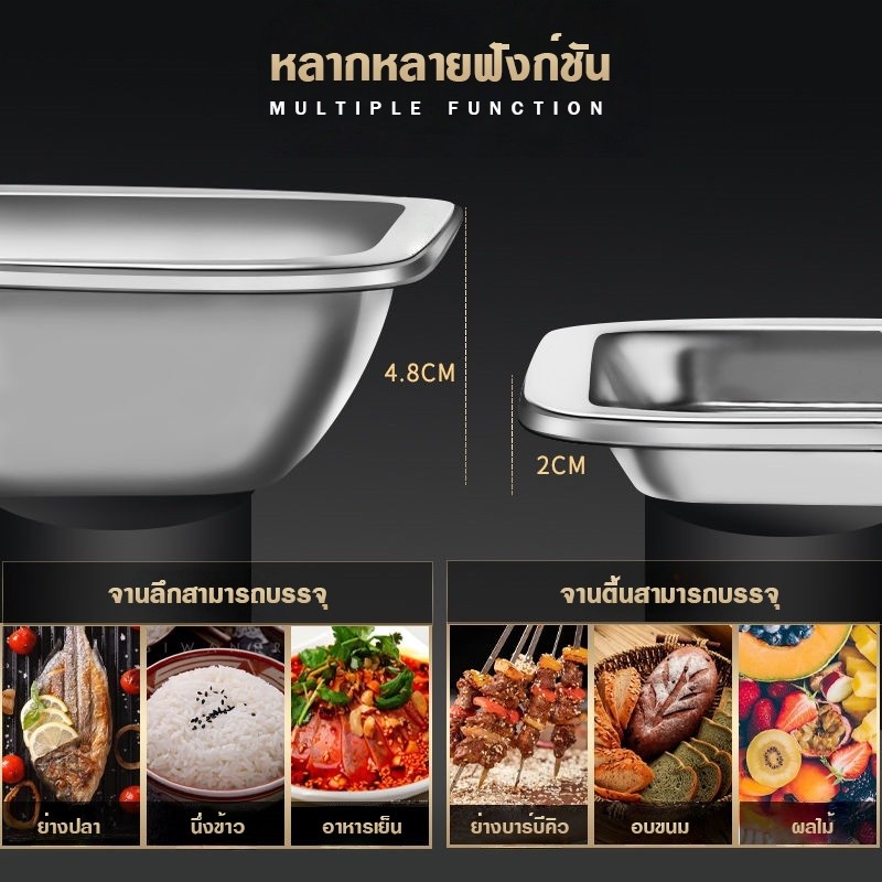 ถาดสแตนเลส พร้อมตะแกรงกรอง ถาดบุฟเฟ่ต์สแตนเลสสี่เหลี่ยม 304 รองน้ำมัน อบขนม รุ่นหนาพิเศษ ไม่เป็นสนิม มีหลายขนาด รูปที่ 7