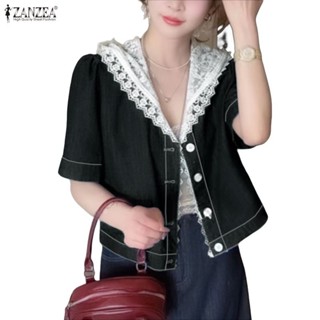 ZANZEA เสื้อเชิ้ตสไตล์เกาหลีสำหรับผู้หญิง แบบครึ่งแขน ใส่ได้…