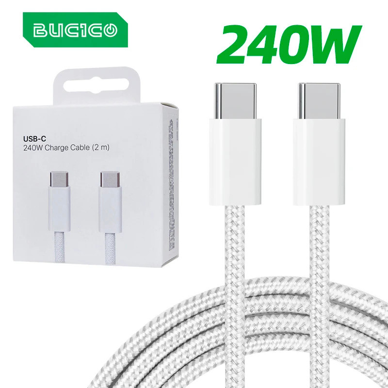240W USB C ถึง C สายชาร์จประเภท C Fast Charging Braided PD สําหรับ lPhone 15 16 Series lPad Air Pro 