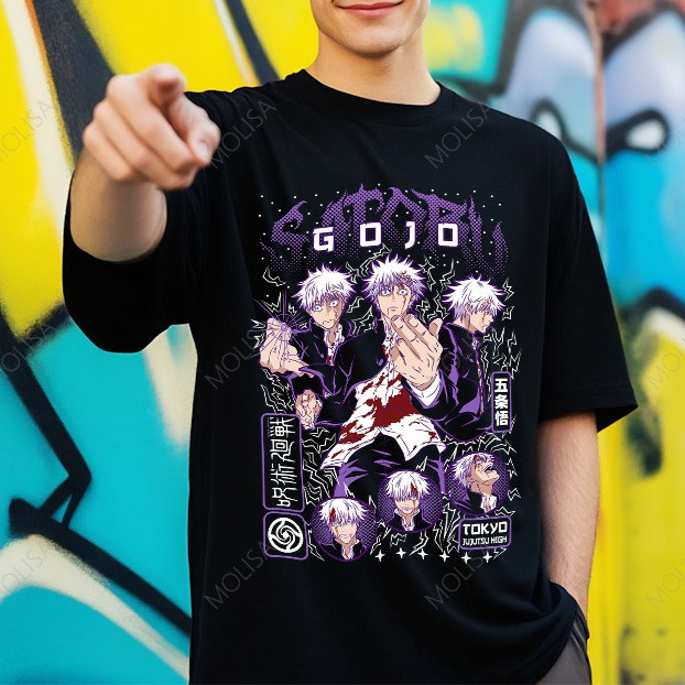 Molisa เสื้อยืด Oversize Anime เสื้อแฟชั่นสตรีท Printed T-Shirt ผ้านุ่ม Cotton100% ใส่สบาย 68274#