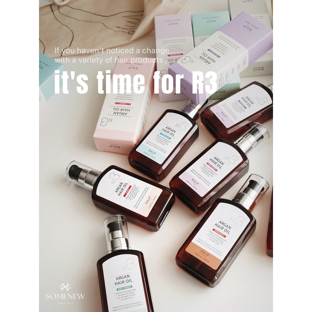 เกาหลี รายการ หนึ่ง!R RAIP R3 Argan Hair Care Essential Oil Soft Damaged Fragrance Hair Care Oil 100