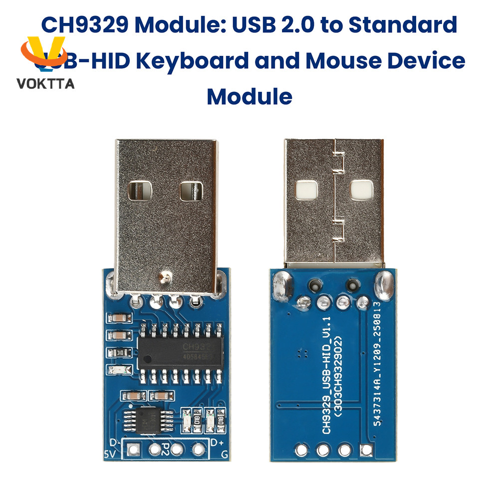 โมดูล Voktta CH9329 USB 2.0 เป็นโมดูลอุปกรณ์คีย์บอร์ดและเมาส์ USB-HID มาตรฐานอินเทอร์เฟซ USB