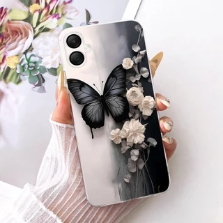 สําหรับ Samsung Galaxy A06 ใหม่ Elegant Floral Cat ภาพวาดปลอก SamsungA06 5G 4G A065F A066B ซิลิโคนนุ่ม TPU เคสโทรศัพท์