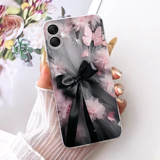 สําหรับ Samsung Galaxy A06 ใหม่ Elegant Floral Cat ภาพวาดปลอก SamsungA06 5G 4G A065F A066B ซิลิโคนนุ่ม TPU เคสโทรศัพท์