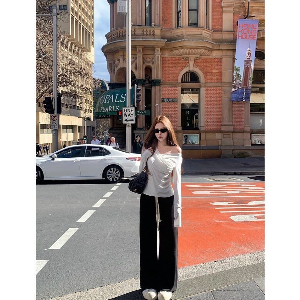 🧡🧵 🇰🇷 W7370 กางเกงขายาว ผ้ายืด เอวยางยืดมีเชือกผูกได้ ทรงสวยนะคะ ผ้าแฟชั่นเกาหลี TAG WG.WE 🧵🧡 - รูปที่ 4