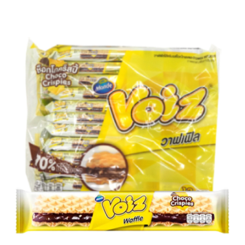 วอยซ์ วาฟเฟิลครันช์ รสช็อกโก คริสปี้ 21 ก. x 12 (VOIZ Crunch Choco Crispy 21 g x 12)