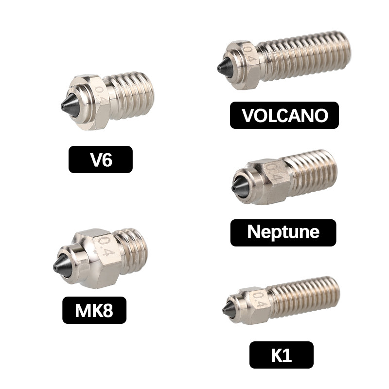 Mellow DLC HC Nozzle Hardened Steel & Copper Wear Resistant For V6 / Volcano / Mk8 Hotend Neptune4 K